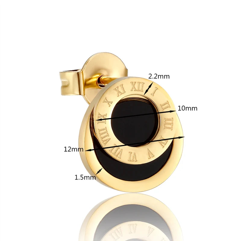 Cold Colour Stud Earrings - Round Cut - Gold Tone Cold Colour Stud Earrings - Round Cut - Gold Tone